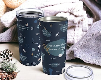 Christian Tumbler: Bible Verse Affirmations, Stainless Steel 20oz