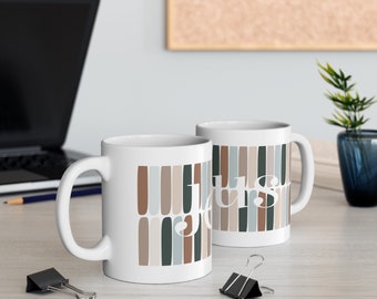 Jesus Boho Ceramic Coffee Mug: Christian Bible Verse Drinkware