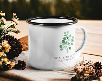 Lamentations 3:23 Enamel Camp Cup, Christian Verse Mug