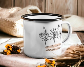 Christian Enamel Camping Mug: Wildflower Bible Verse Drinkware