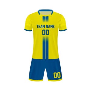Custom Soccer Jersey, Personalized Sublimation Soccer Jersey Yellow,Soccer Uniform,Adult and Youth Soccer Jersey,Soccer jersey and short