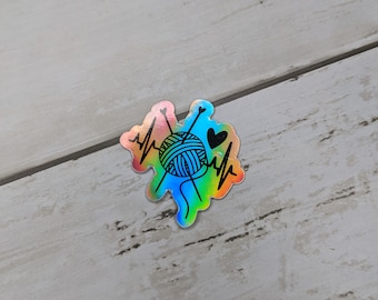 Yarn Heartbeat Holographic Sticker