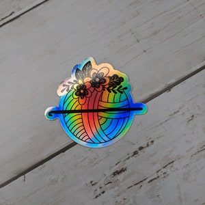 Floral Yarn Holographic Sticker