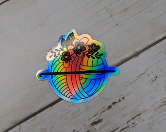 Floral Yarn Holographic Sticker