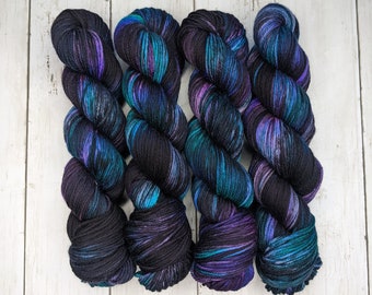 Dark Galaxy | MADE TO ORDER | Hand Dyed Yarn, Indie Dyed Yarn, Sock Yarn, Worsted Yarn, Superwash Merino