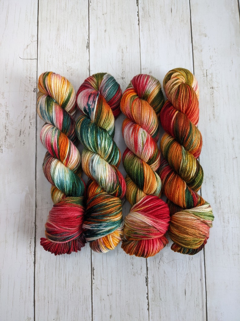 Autumn Leaves MADE TO ORDER Hand Dyed Yarn, Indie Dyed Yarn, Sock Yarn, Worsted Yarn, Superwash Merino image 1