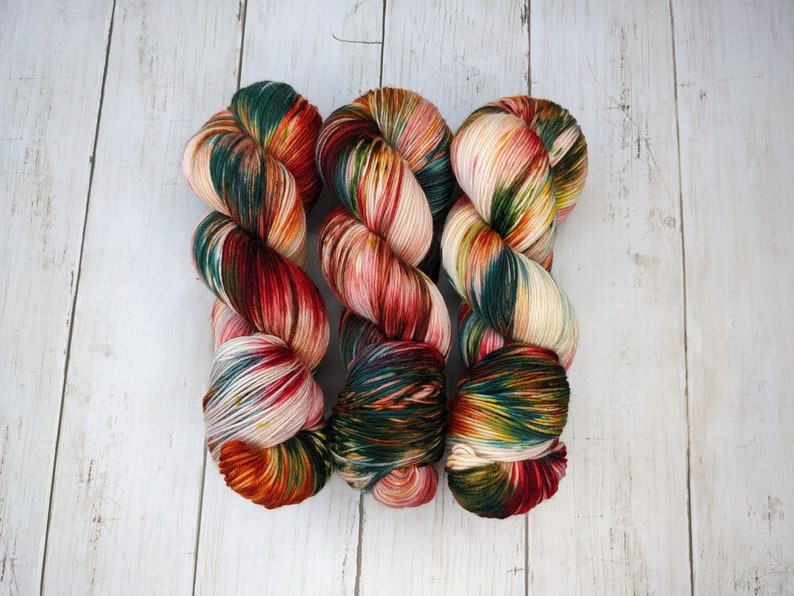Autumn Leaves MADE TO ORDER Hand Dyed Yarn, Indie Dyed Yarn, Sock Yarn, Worsted Yarn, Superwash Merino image 3