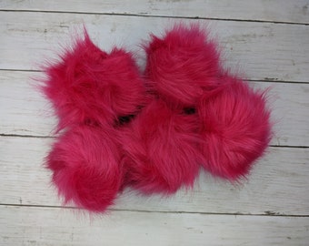 Large Pink Faux Fur Pom Pom