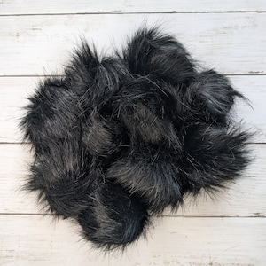 Medium Black Faux Fur Pom Poms