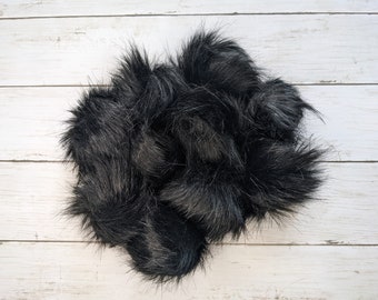 Medium Black Faux Fur Pom Poms