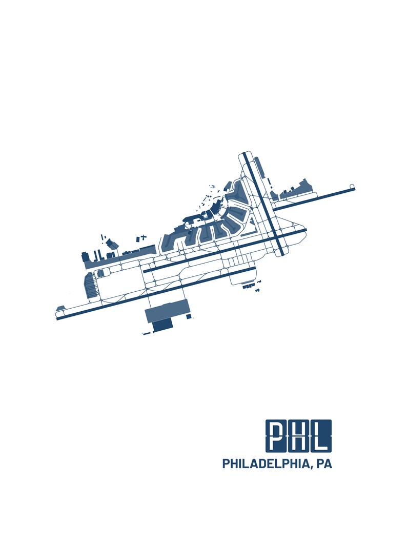 Philadelphia Airport Poster Map Philadelphia Phl Airport Etsy