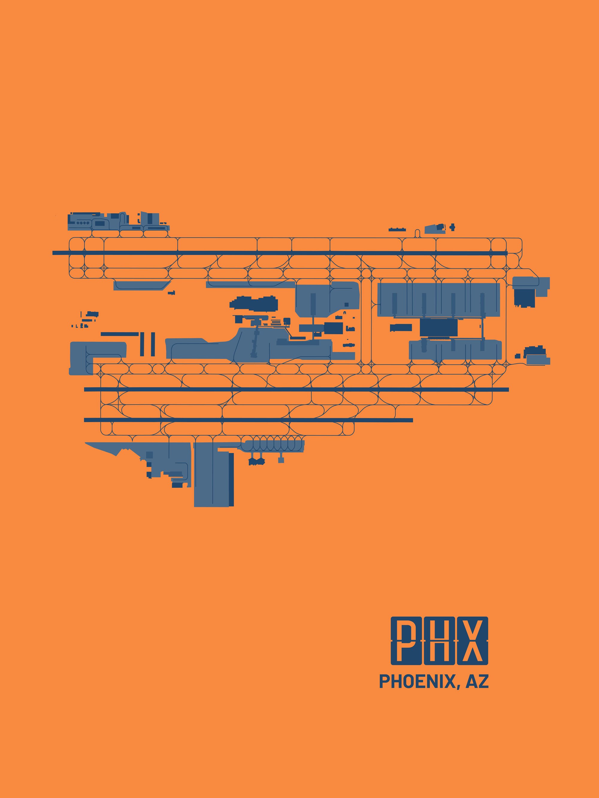 Phoenix Airport Poster Map Phoenix PHX Airport Print Map Wall Art Home Decor Perfect Gift Office