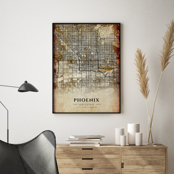 Phoenix Antique City Map Poster -  Phoenix Antique Map Print - Wall Art - Perfect Gift - Office Decor - Map Art