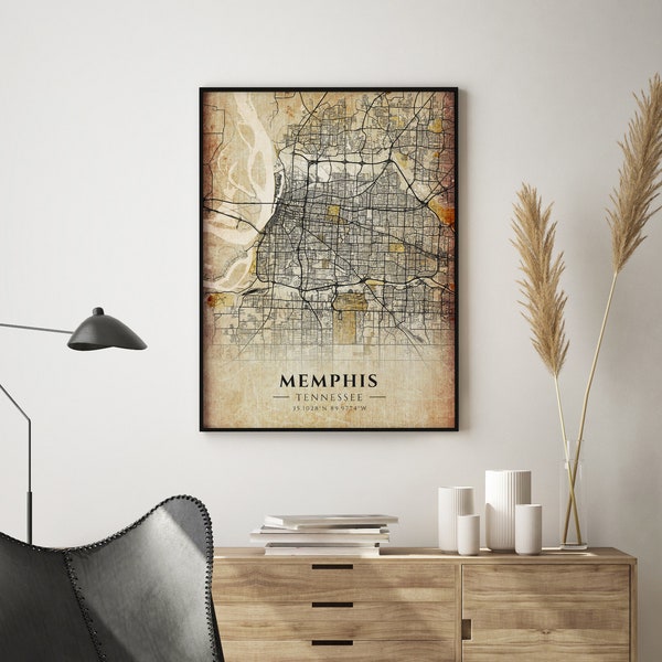 Memphis Antique City Map Poster -  Memphis Antique Map Print - Wall Art - Perfect Gift - Office Decor - Map Art