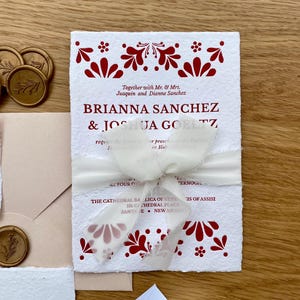 Faire-part de mariage typographique Talavera, suite d'invitations fiesta mexicaine en papier fait main, Typographie mexicaine Save The Date