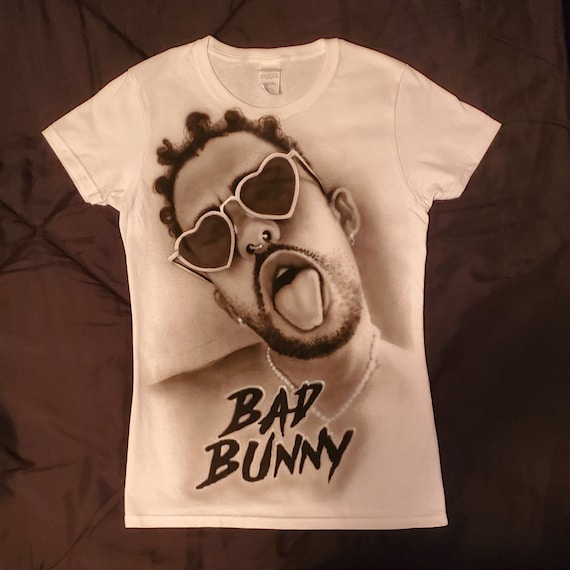 Custom Airbrush Shirt Bad Bunny Size SMALL LADIES Etsy