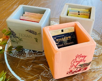 Handmade Wood Multi-Use box set of 3/ Pen/Pencil Holder/ Wooden Tea box/ Jewelry box