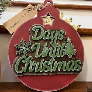 11&quot; Tall Handcrafted Christmas Countdown Calendar/ Handcrafted Wooden Days Till Christmas Calendar/ Rustic Holiday Xmas Decor