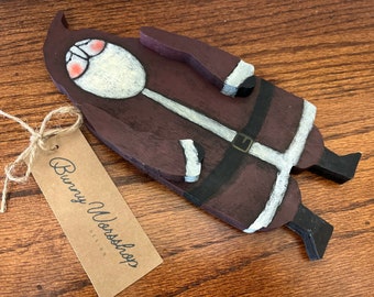 Handcrafted in Texas Wooden Santa/ Handpainted Wooden Santa Claus Christmas Decor/ Handmade Distressed Santa/ Holiday Wood Decor