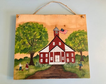 Original Painting on Wood- Old School Days