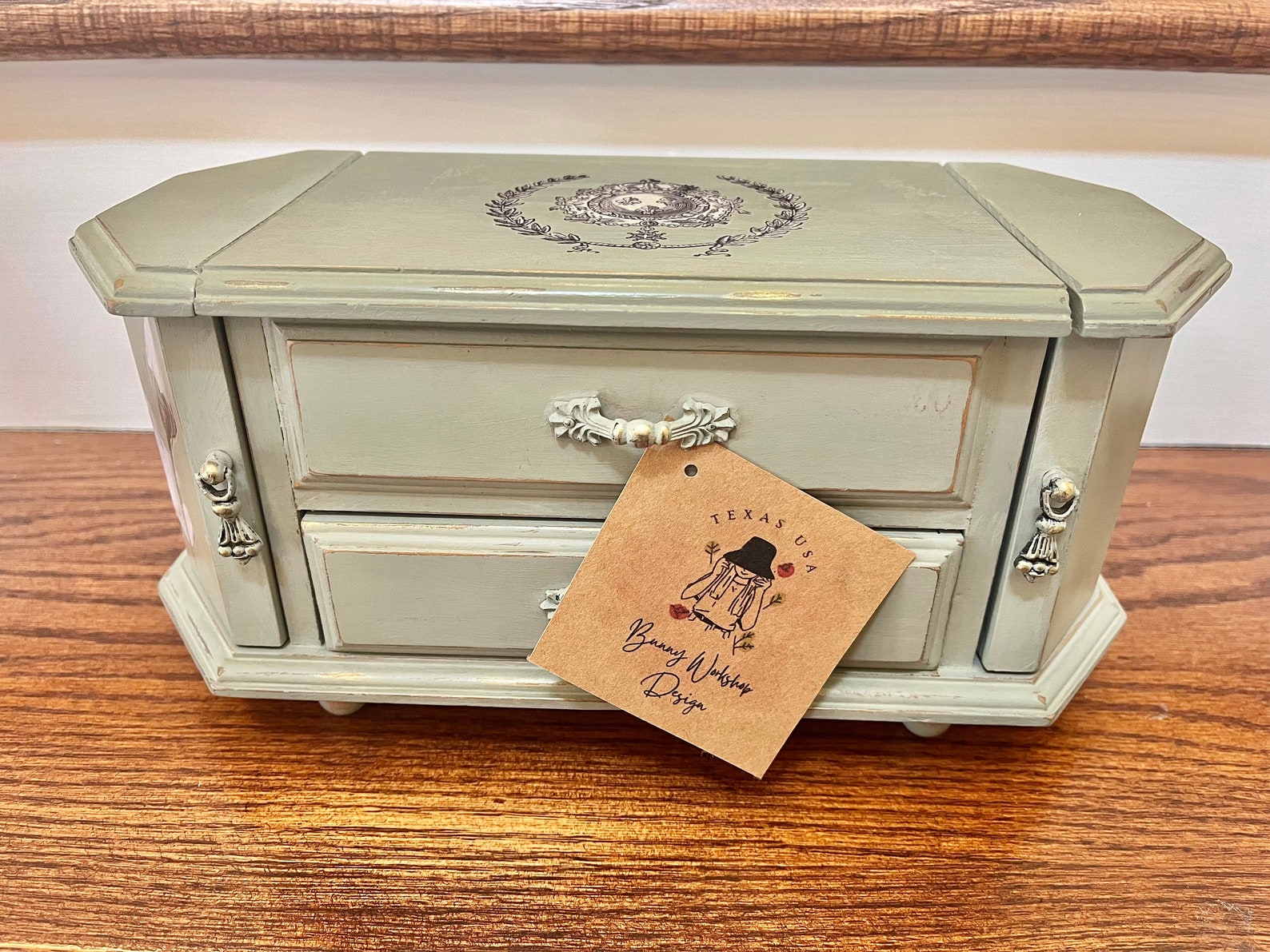 Hand Painted One of a Kind Jewelry Box/ Upcycled Distressed Jewelry Box