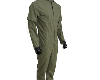 Customizable Olive Green Flight Suit & Neck Seal – Bounty Hunter Cosplay Outfit