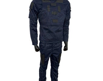 Navy Blue Cosplay Flight Suit – Custom Sci-Fi Bounty Hunter Costume, Handmade for Cosplay & Collectors