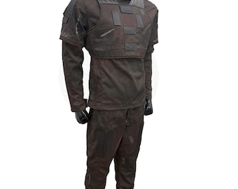 Customizable Weathered Brown Bounty Hunter Flight Suit with Hook & Loop – Cosplay Outfit
