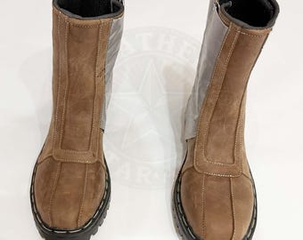 Custom Cosplay Boots – Brown Distressed Leather Costume Shoes | Handmade Footwear for Sci-Fi & Fantasy Outfits