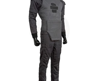 グレーのフライトスーツコスプレセット：特注の防弾チョッキとカマーバンド