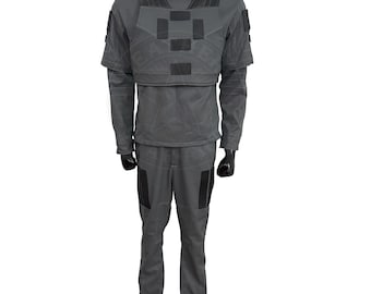 Dark Gray Flight Suit: 3-Piece Cosplay Costume with Flak Vest