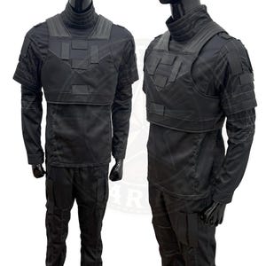 Handmade Black Flight Suit & Flak Vest: Bounty Hunter Cosplay Costume