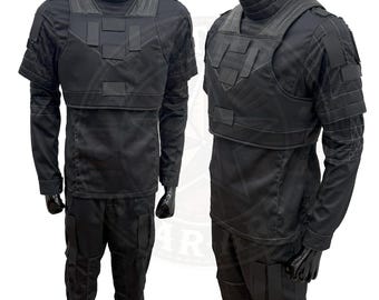 Handmade Black Flight Suit & Flak Vest: Bounty Hunter Cosplay Costume