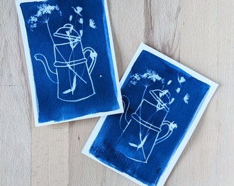 Cyanotype champêtre , original au format A6