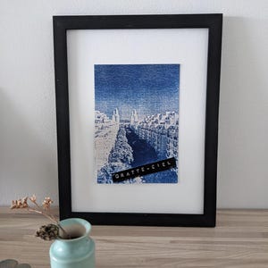 Reproduction Cyanotype du quartier Gratte Ciel  à Villeurbanne format A6