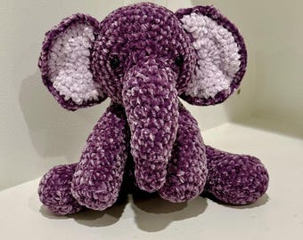 Crochet Velvet Purple Elephant Plush