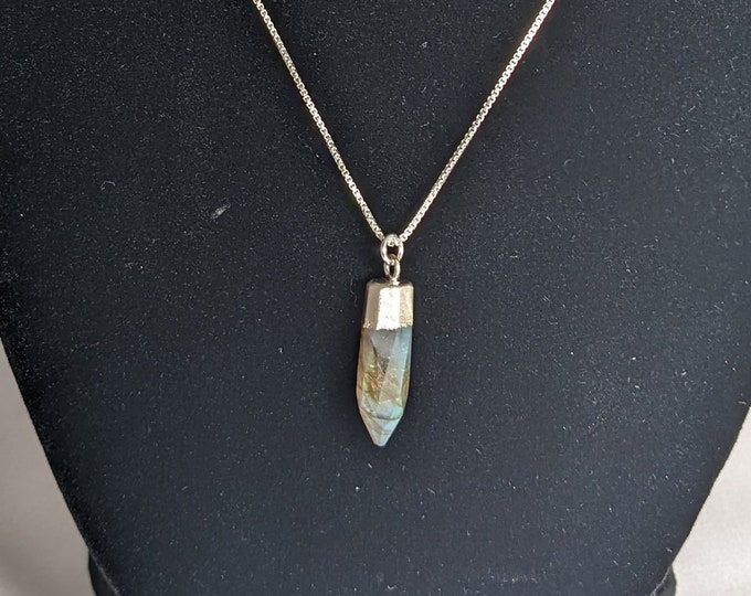 Sterling silver labradorite spike necklace