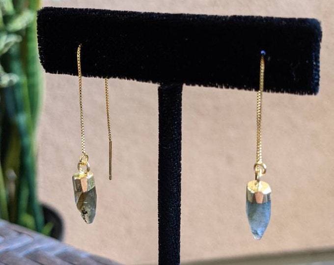 Dainty labradorite spike threader earrings