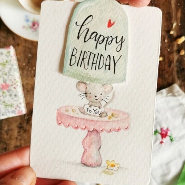 Handmade sliding card "Happy Birthday" - original birthday greeting card