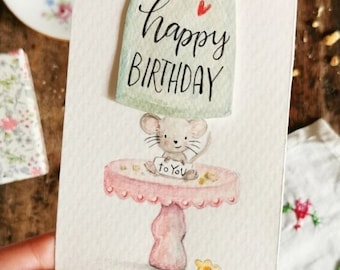 Handmade sliding card "Happy Birthday" - original birthday greeting card