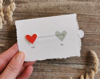 Handmade card with heart "I - you, fits!" - Love | Favorite person | Valentine's Day | Message | Friendship | Birthday