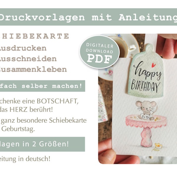 Bastelvorlage "Happy Birthday" zum Ausdrucken und selberbasteln