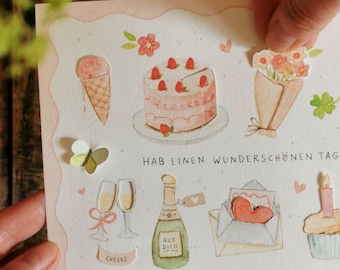"Happy Birthday" craft template to print and make yourself. Birthday card | Best friend card | For your birthday | Favorite person