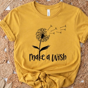 Make A Wish Dandelion Shirt, Inspirational Shirt, Windflower Tee, Meditation Gift, Dandelion Shirt, Wildflower Shirt, Cute Dandelion Shirt,