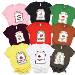Group condiment shirts,halloween couple costume,halloween condiment shirts,family matching shirts,ketchup shirt,group costume shirts,outfits