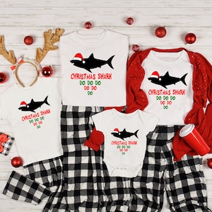 クリスマス シャーク シャツ、クリスマス ギフト、新年 T シャツ、クリスマス スウェットシャツ、家族へのクリスマス ギフト、冬用 T シャツ