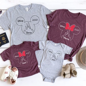 Mouse Family Custom Shirts, Castle Personalized Vacation 2021 Shirts, Mouse Ear with Castel Family Trip Shirt, Family Outfit