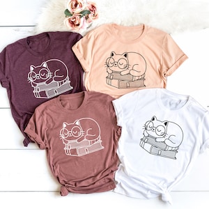 Cat and Books Shirt, Cat Shirt, Cute Reading Shirt, Books Shirt, Cute Cat Shirt, Reading Shirt, Book Lover Gift Shirt, Cat Lover Gift Shirt