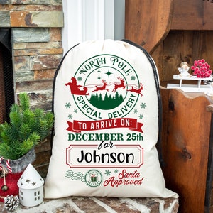 Personalized Christmas Bag, Christmas Gift, Santa Bag, Oversized Santa Sack, Christmas Bag, Bag For Presents, Custom Santa Sack