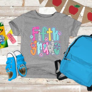 Custom 5th Grade Kids Shirt, Personalized Fifth Grade Preppy Girls First Day of School Tee, Back to School Fifth Grade Teacher Shirt,